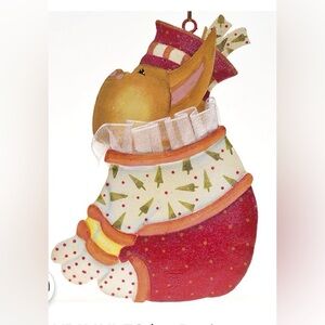 MacKenzie-Childs Krinkles French Bulldog Tin Ornament with white fabric collar